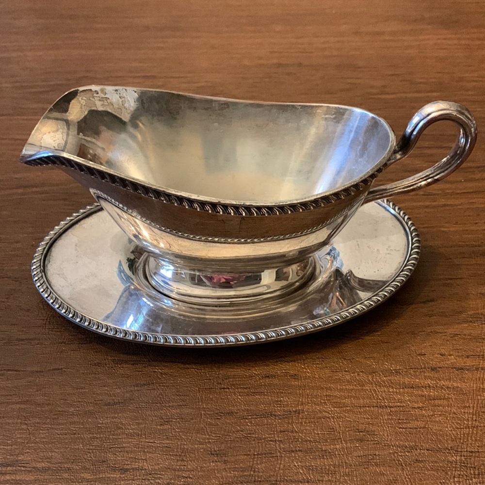Poole Silver Co vintage gravy boat and tray